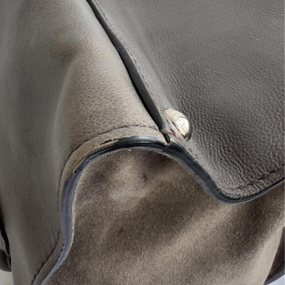 Prada Two-Way City Double Zip Tote Bag Gray Suede&Calf Leather Detachable Strap - Picture 7 of 16